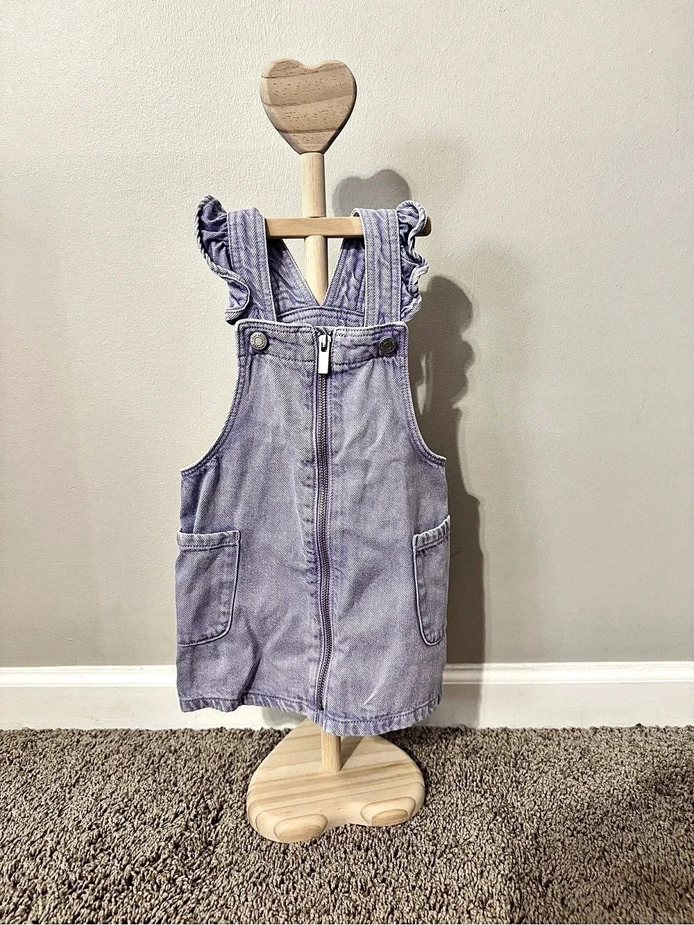 baby GAP Girls Purple Ruffle Strap Overalls dress 2T